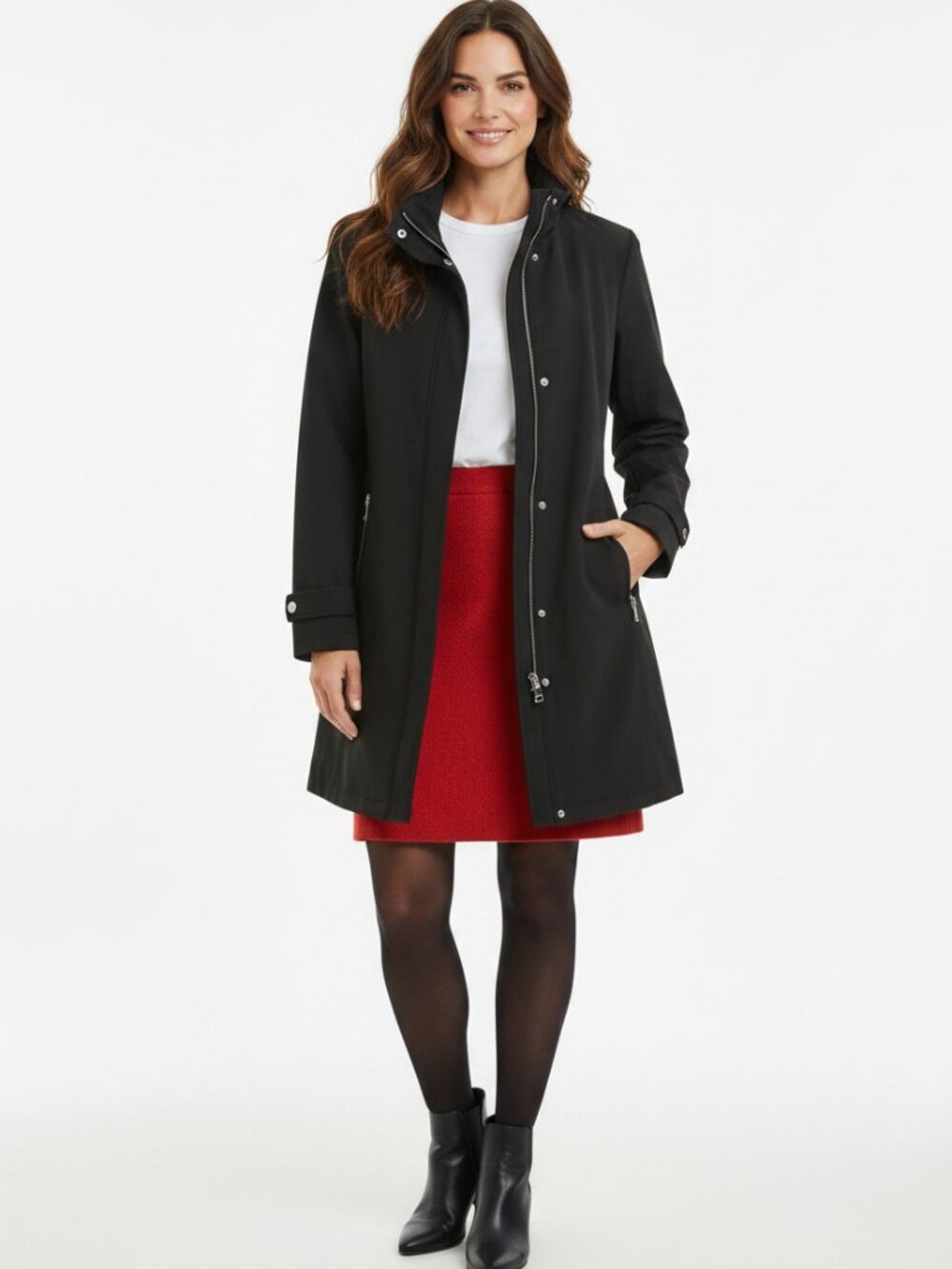 Calvin Klein | Women's Moto Zip Coat | Black | Size Large